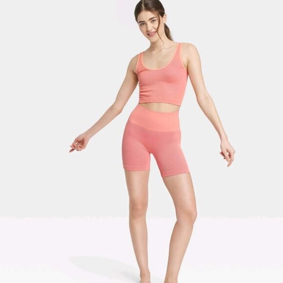 Colsie - Women's Ribbed Seamless Tank Top - Orange Size L - Picture 4 of 8